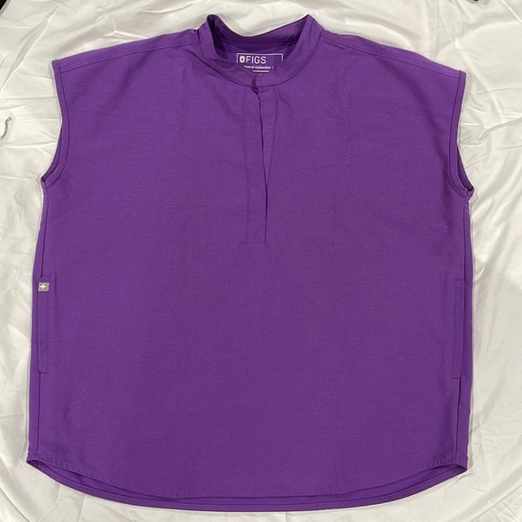 FIGS Rafaela Oversized Scrub Top in Violet Purple. Color No Longer Available. - Picture 5 of 5